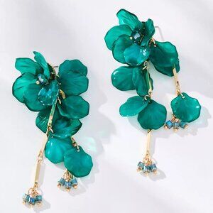 Last One! NWT Anthropologie Floral Drop Earrings Dark Turquoise